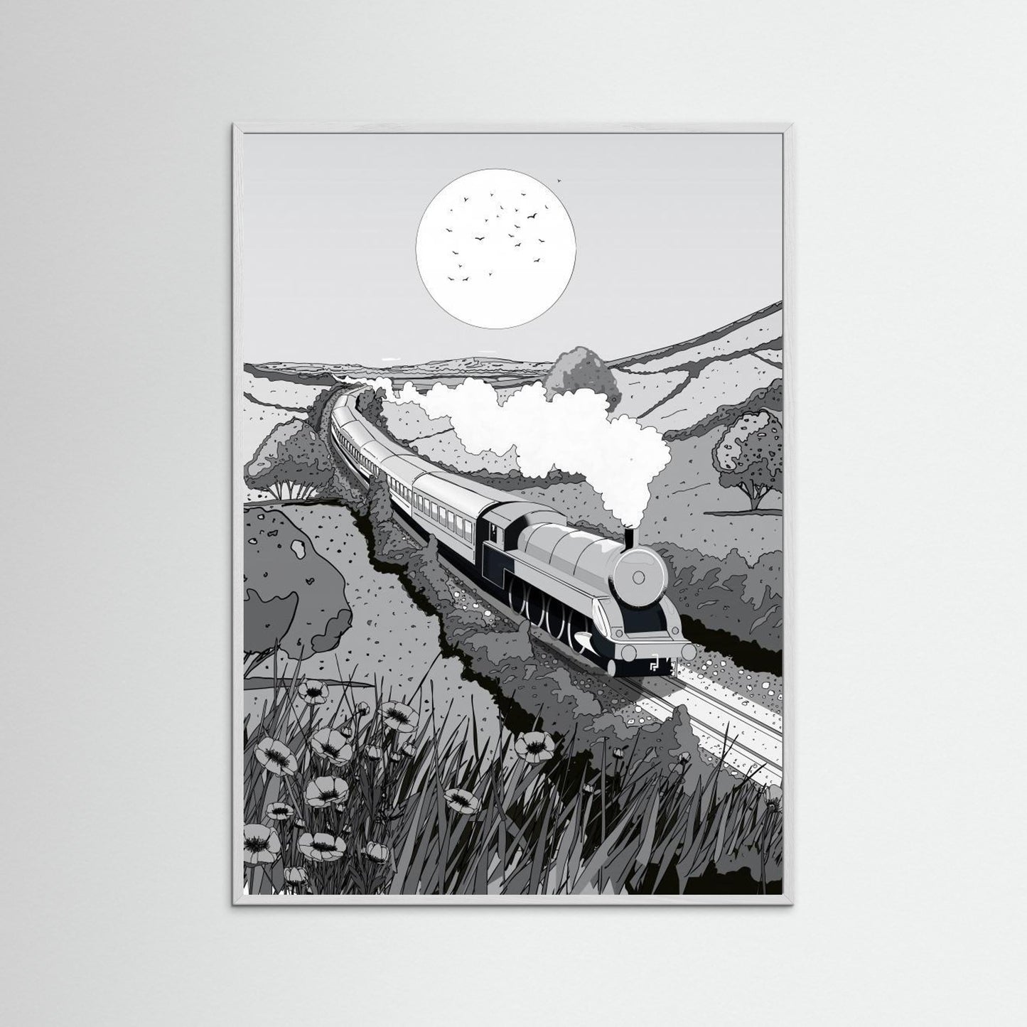 Train Black and White by Nicholas
