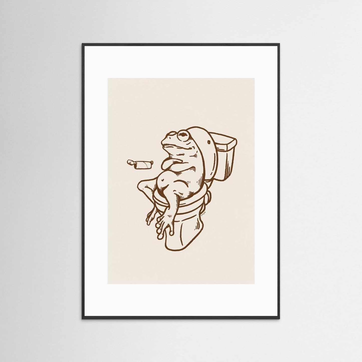 Frog on Toilet - The Empty Roll Funny Art Print by Tara Royle