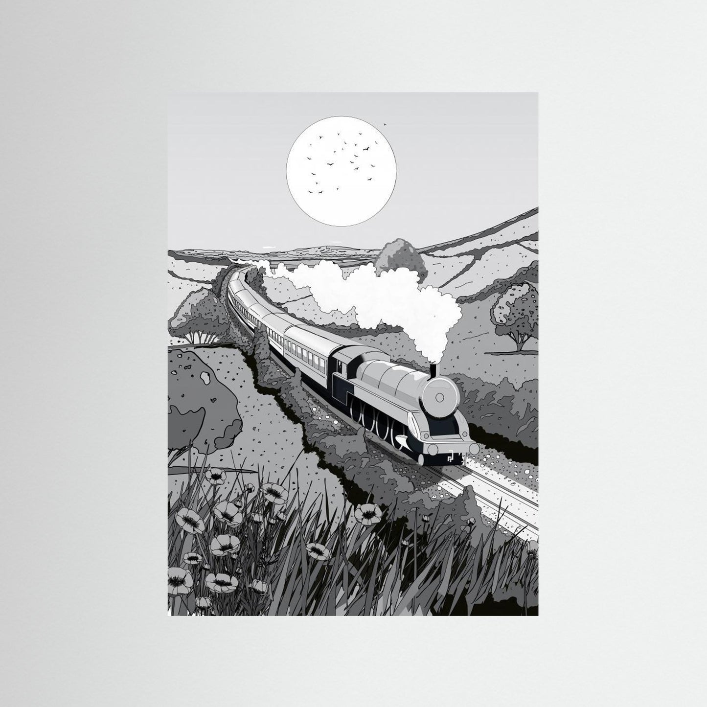 Train Black and White by Nicholas