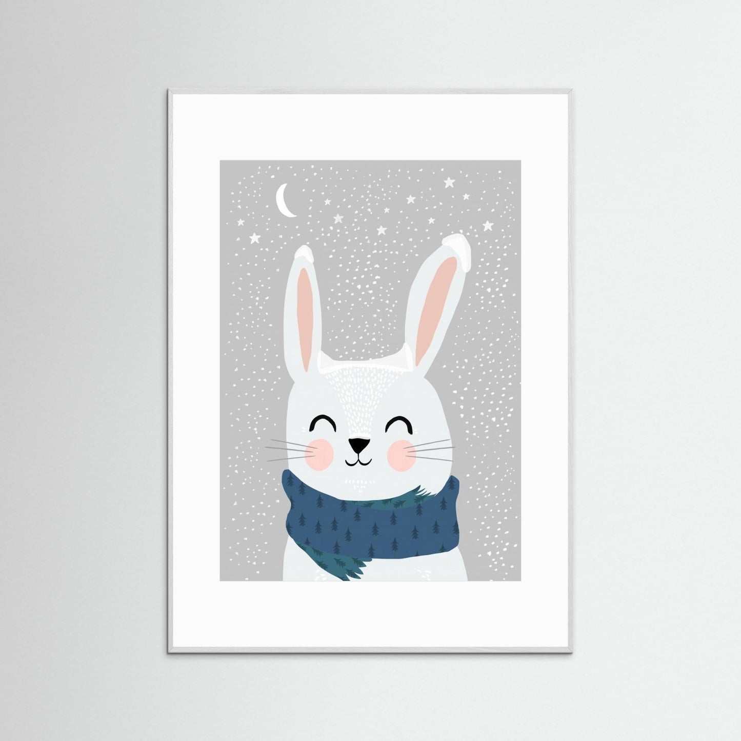 Snow Bunny Art Print by Treechild - Whimsical Animal Wall Art