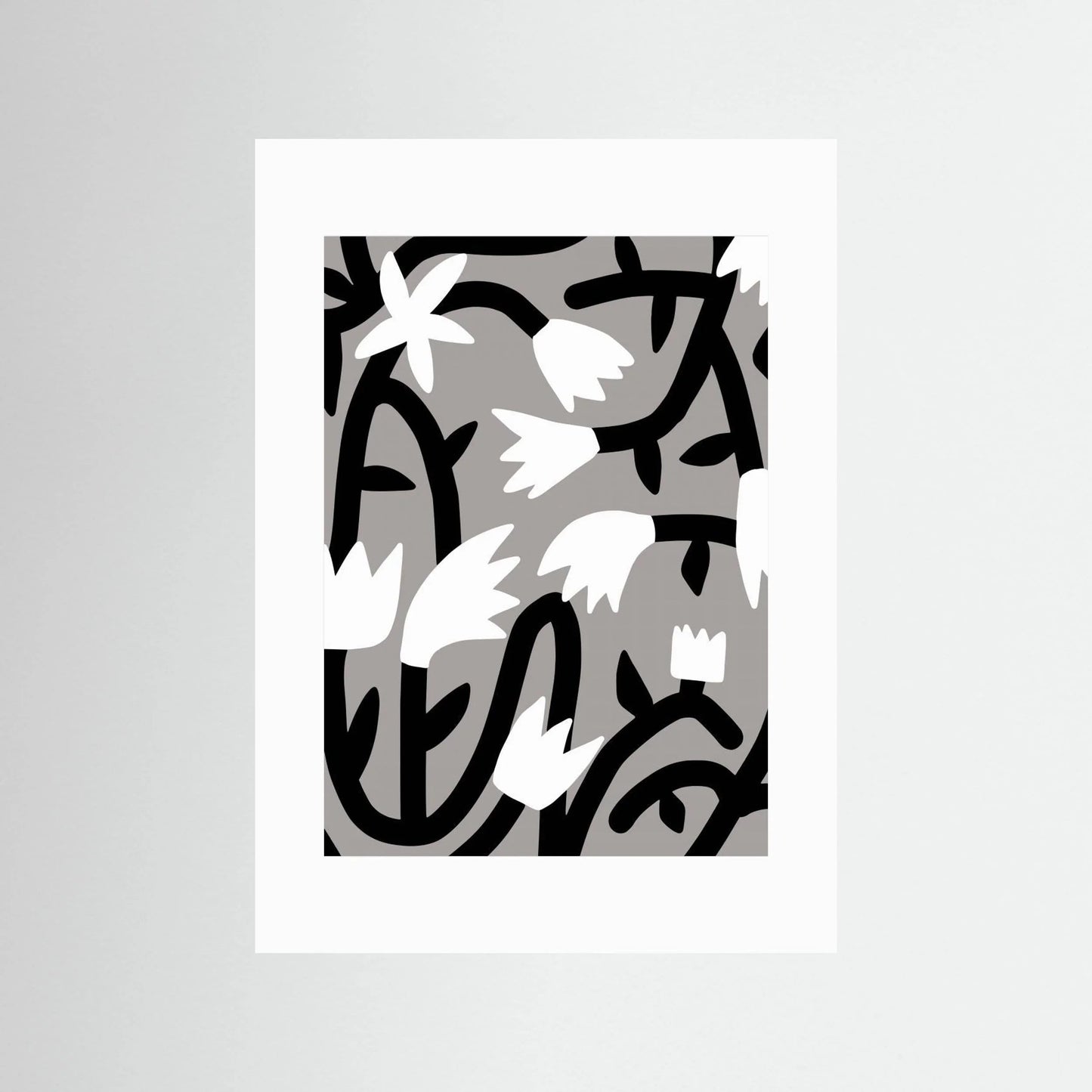 Black and White Bloom Vine by Little Dean