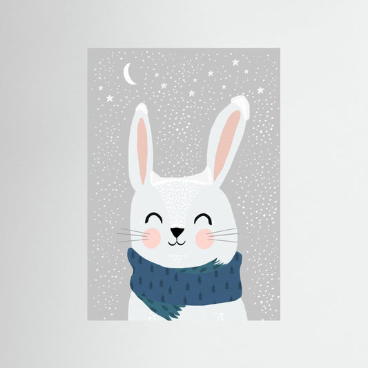 Snow Bunny Art Print by Treechild - Whimsical Animal Wall Art