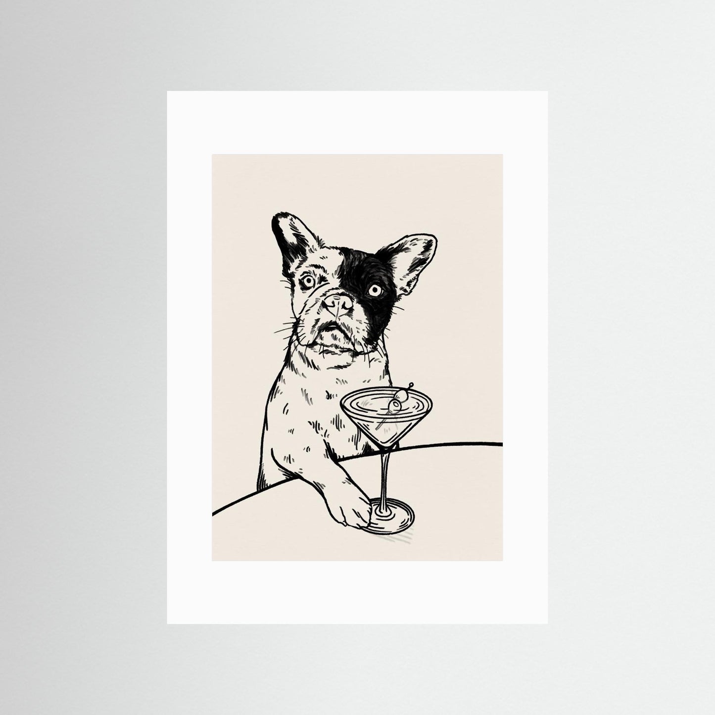 Frenchie with Dirty Martini Cocktail by Tara Royle