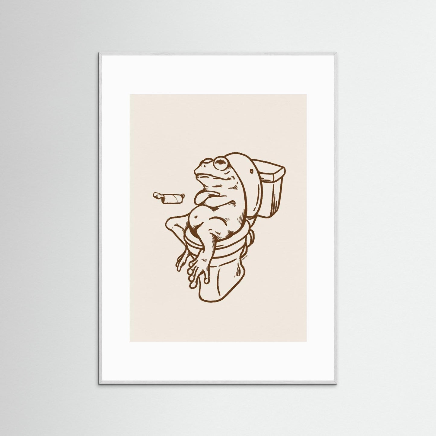 Frog on Toilet - The Empty Roll Funny Art Print by Tara Royle