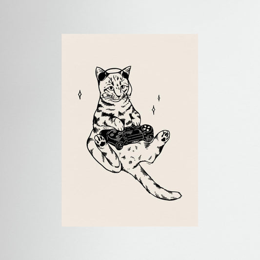 Gaming Cat in black by Tara Royle