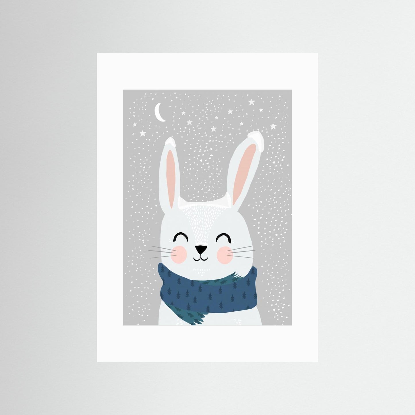 Snow Bunny Art Print by Treechild - Whimsical Animal Wall Art