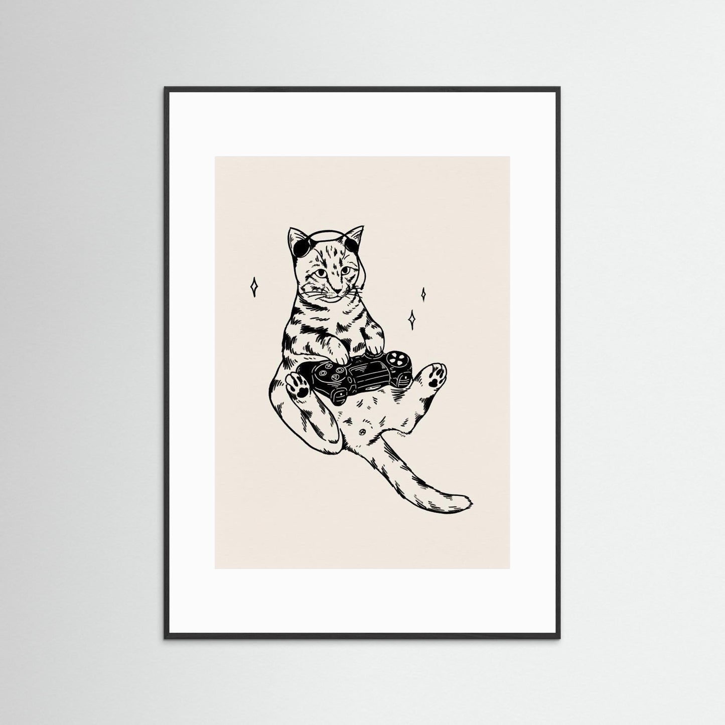 Gaming Cat in black by Tara Royle
