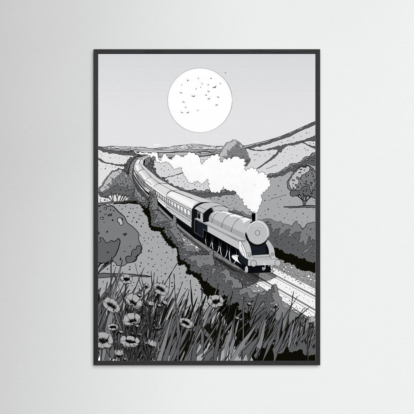 Train Black and White by Nicholas