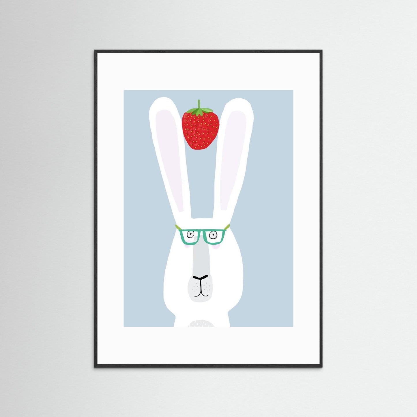 Funny Rabbit with Strawberry by Carla Daly