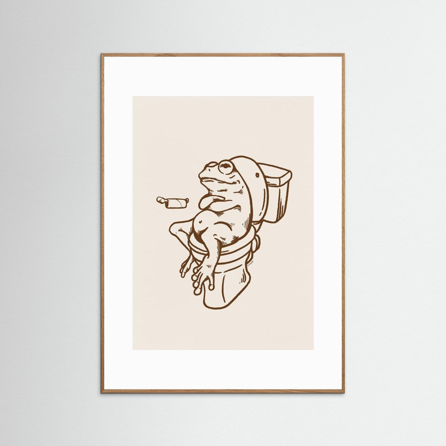 Frog on Toilet - The Empty Roll Funny Art Print by Tara Royle