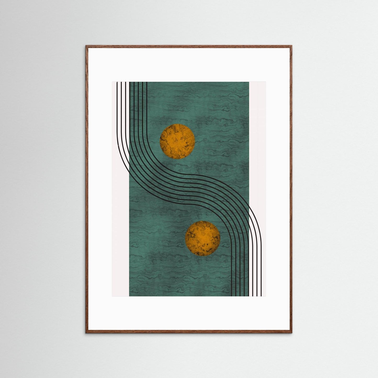 Aquamarine Marble With Golden Sphere by Little Dean