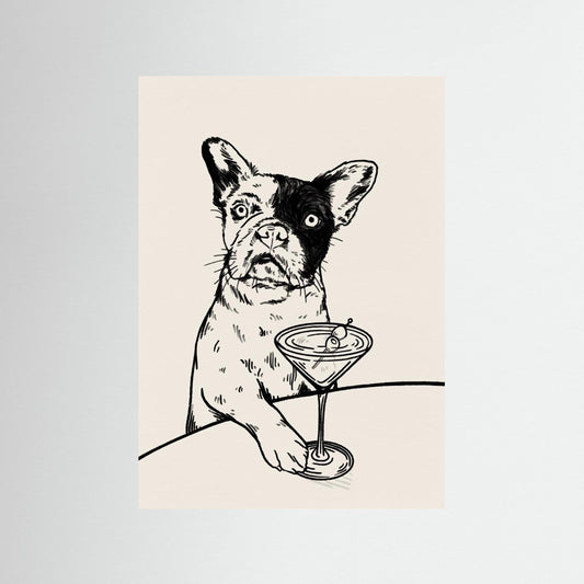 Frenchie with Dirty Martini Cocktail by Tara Royle