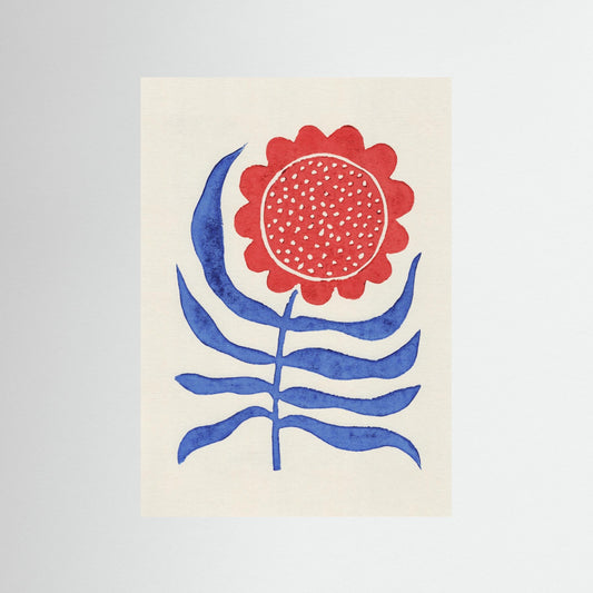 Red Flower / Lino Print by Alisa Galitsyna