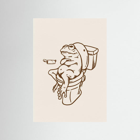 Frog on Toilet - The Empty Roll Funny Art Print by Tara Royle